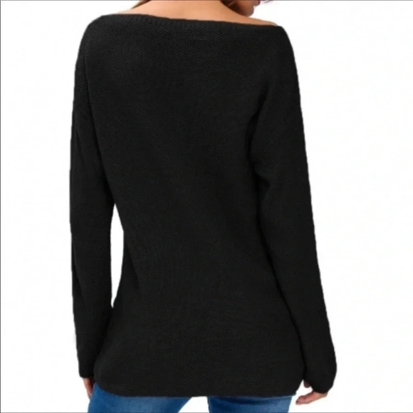 NEW BLACK WOMENS SWEATER TOP SHIRT WINTER CASUAL DRESSY SIZE S - Picture 2 of 3